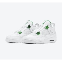 Air Jordan 4 Green Metallic CT8527-113 - Classic White and Green Metallic Sneakers