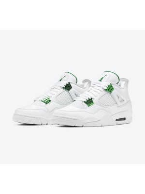 Air Jordan 4 Green Metallic CT8527-113 - Classic White and Green Metallic Sneakers