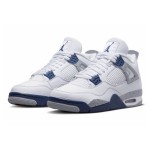 Air Jordan 4 Retro Midnight Navy sneaker with white leather and navy accents