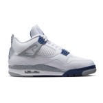 Air Jordan 4 Retro Midnight Navy sneaker with white leather and navy accents