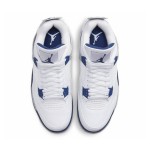 Air Jordan 4 Retro Midnight Navy sneaker with white leather and navy accents