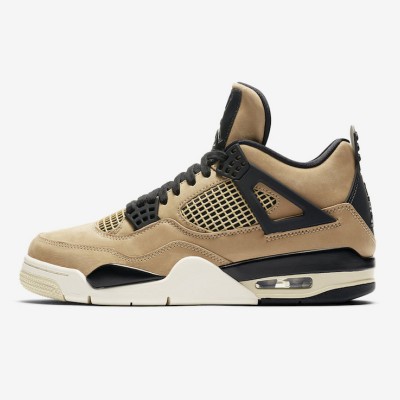 Air Jordan 4 "Mushroom" AQ9129-200 - Elegant Beige and Black Design, Iconic Streetwear Sneaker