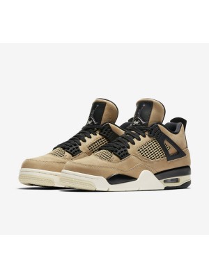 Air Jordan 4 "Mushroom" AQ9129-200 - Elegant Beige and Black Design, Iconic Streetwear Sneaker