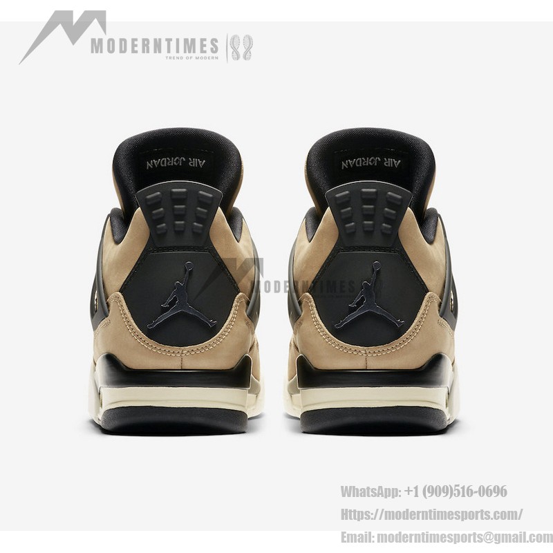 Side view of the Air Jordan 4 "Mushroom" AQ9129-200 sneaker in beige and black