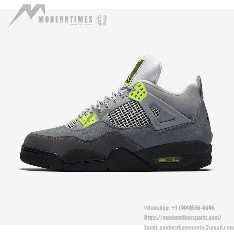 회색과 네온의 Air Jordan 4 Retro SE Neon 95 CT5342-007 스니커즈