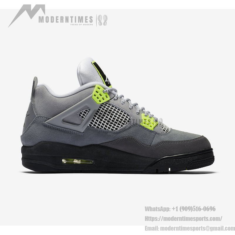 회색과 네온의 Air Jordan 4 Retro SE Neon 95 CT5342-007 스니커즈