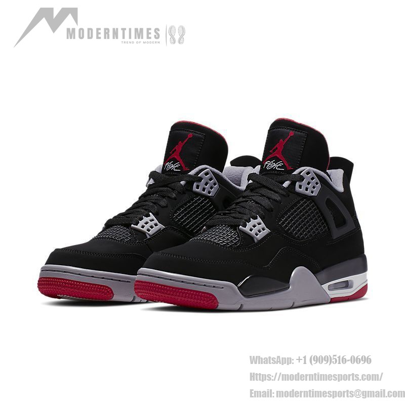 Air Jordan 4 Retro OG Bred 2019 308497-060 Sneakers - Classic Black and Red Design