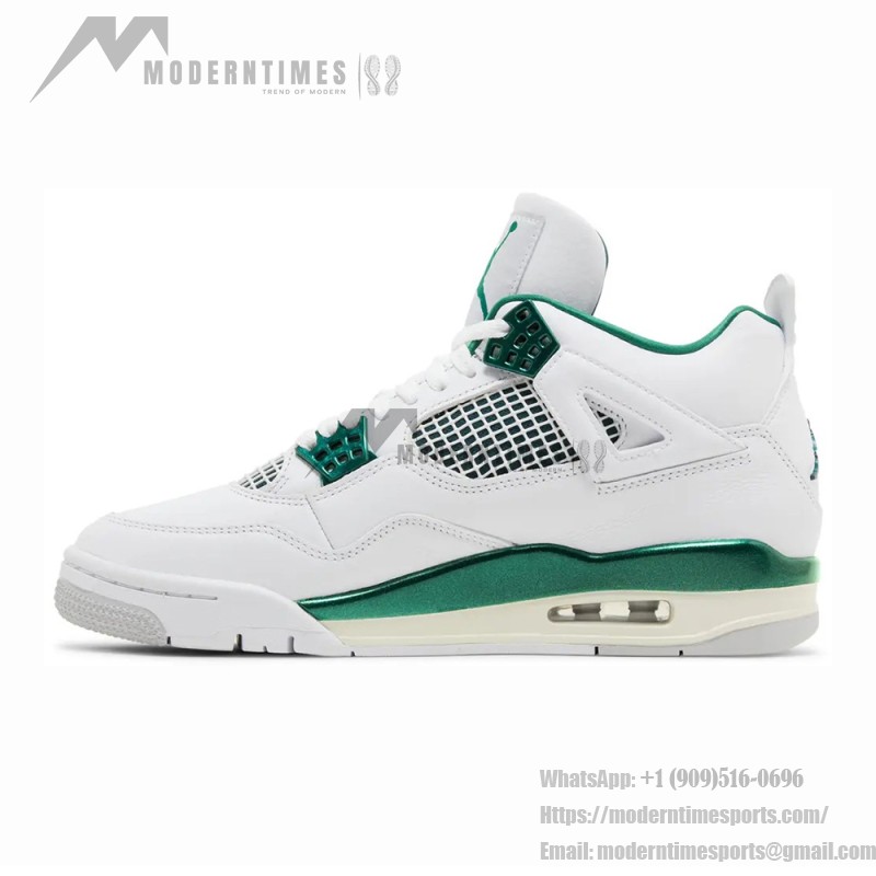 Air Jordan 4 FQ8138-103 White and Oxidized Green Shoes Air Jordan 4 FQ8138-103 White and Oxidized Green Sneakers Front View