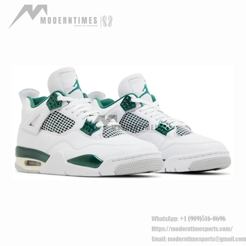 Air Jordan 4 FQ8138-103 White and Oxidized Green Shoes Air Jordan 4 FQ8138-103 White and Oxidized Green Sneakers Front View