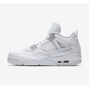 Air Jordan 4 Retro Pure Money 2017 308497-100 - Classic White with Silver Metallic Accents Sneakers