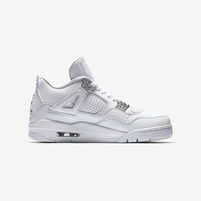 Air Jordan 4 Retro Pure Money 2017 308497-100 - Classic White with Silver Metallic Accents Sneakers