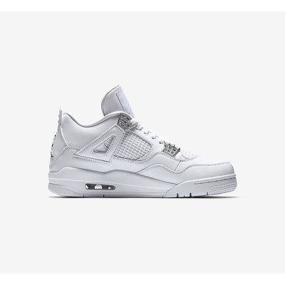 Air Jordan 4 Retro Pure Money 2017 308497-100 - Classic White with Silver Metallic Accents Sneakers