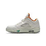 Air Jordan 5 Low Golf CW4204-100 - White Corduroy Sneakers with Green & Orange Accents