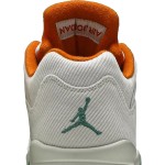 Air Jordan 5 Low Golf CW4204-100 White Corduroy Sneakers with Green and Orange Accents