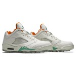 Air Jordan 5 Low Golf CW4204-100 White Corduroy Sneakers with Green and Orange Accents