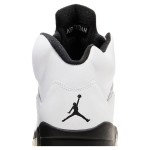 Air Jordan 5 Retro White Leather Sneakers with Black Accents and Translucent Sole