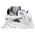 Air Jordan 5 Retro White Leather Sneakers with Black Accents and Translucent Sole