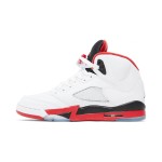 Air Jordan 5 Retro 440888-120 Fire Red Sneakers with White Leather and Translucent Sole