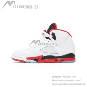 Air Jordan 5 Retro 440888-120 - Fire Red Sneakers with White Leather & Translucent Sole
