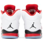 Air Jordan 5 Retro 440888-120 Fire Red Sneakers with White Leather and Translucent Sole