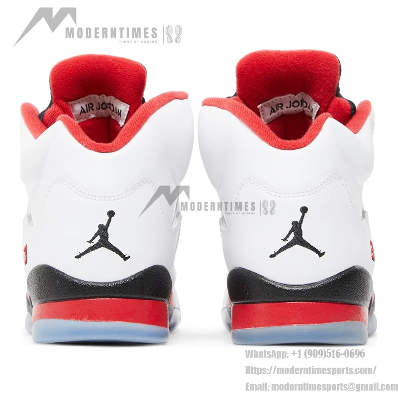 Air Jordan 5 Retro 440888-120 Fire Red Sneakers with White Leather and Translucent Sole