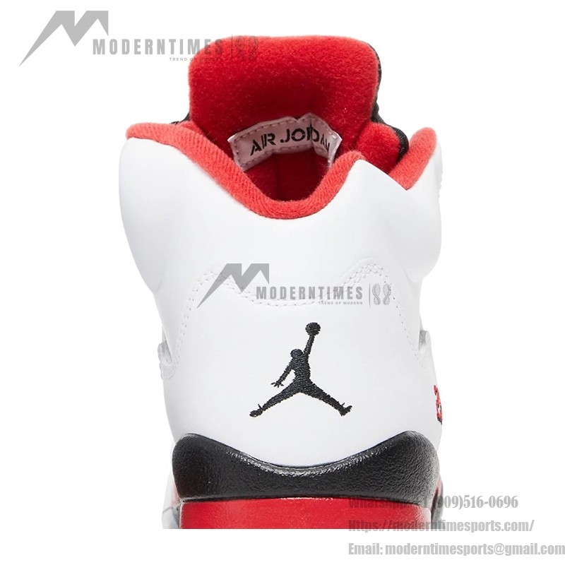 Air Jordan 5 Retro 440888-120 Fire Red Sneakers with White Leather and Translucent Sole