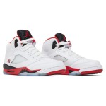 Air Jordan 5 Retro 440888-120 Fire Red Sneakers with White Leather and Translucent Sole