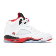 Air Jordan 5 Retro 440888-120 - Fire Red Sneakers with White Leather & Translucent Sole