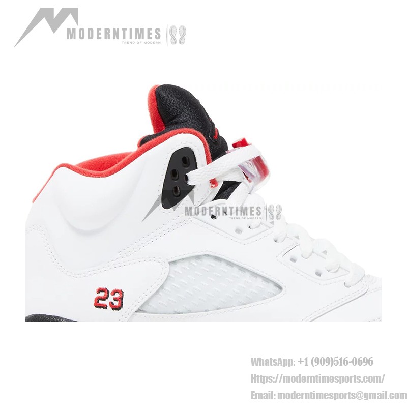 Air Jordan 5 Retro 440888-120 Fire Red Sneakers with White Leather and Translucent Sole