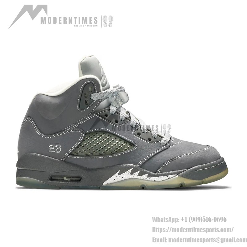 Air Jordan 5 Retro 136027-005 Grey Suede Sneakers with Reflective Tongue and Translucent Sole