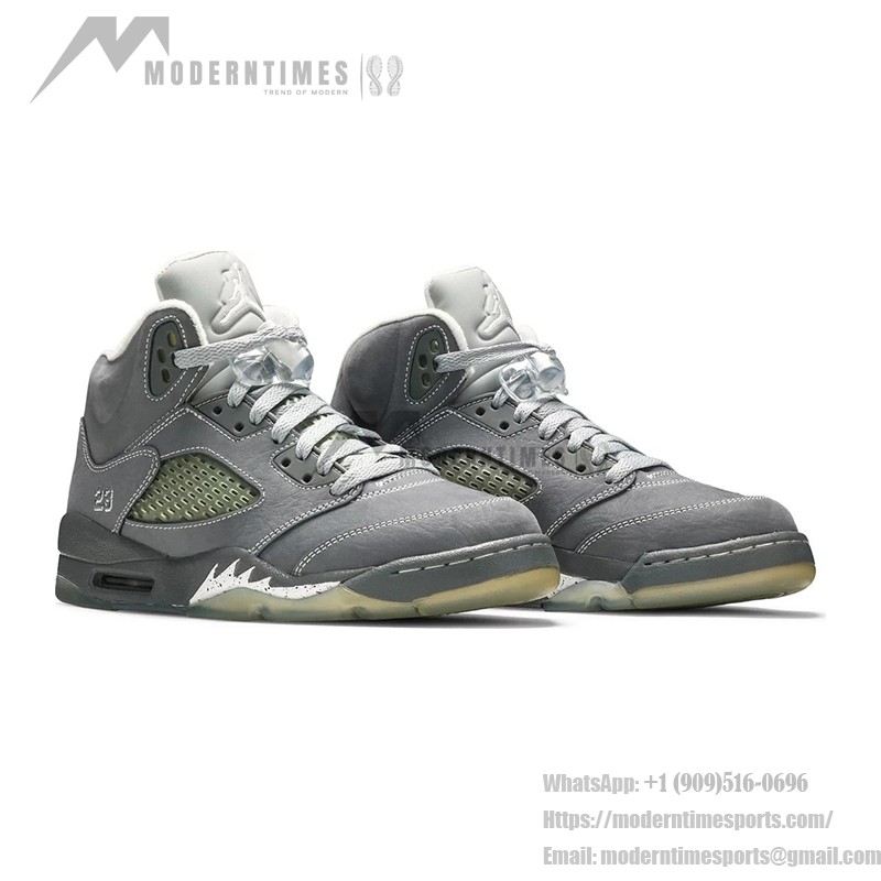 Air Jordan 5 Retro 136027-005 Grey Suede Sneakers with Reflective Tongue and Translucent Sole