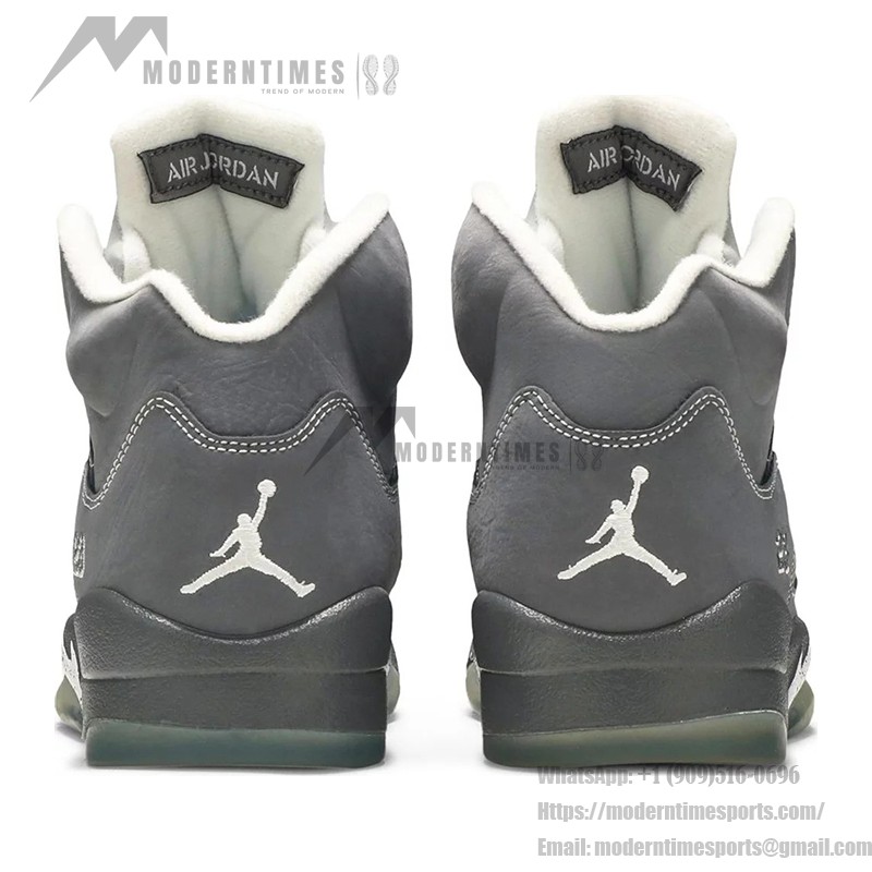 Air Jordan 5 Retro 136027-005 Grey Suede Sneakers with Reflective Tongue and Translucent Sole