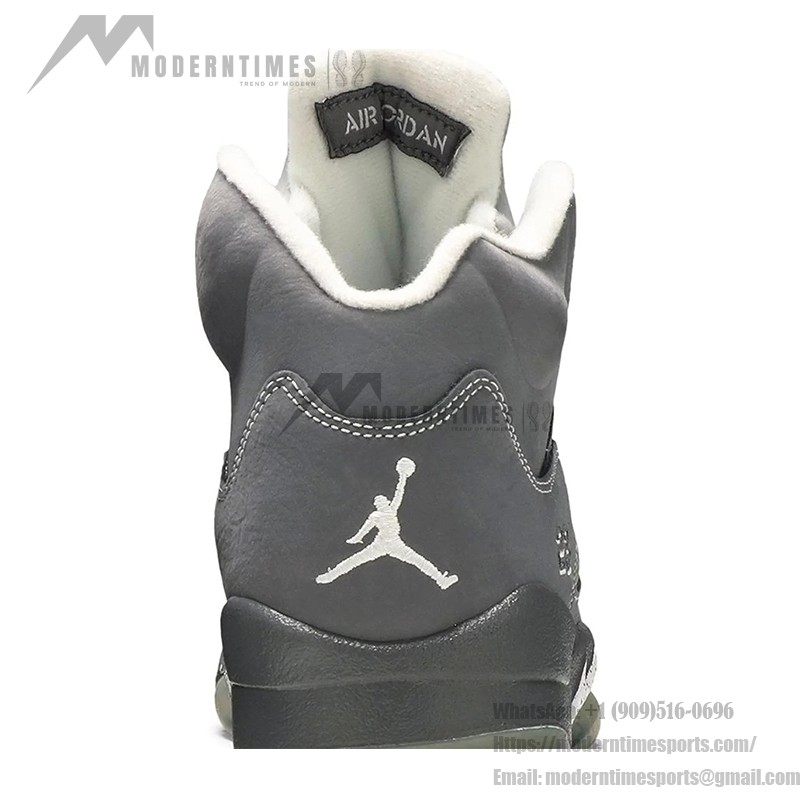 Air Jordan 5 Retro 136027-005 Grey Suede Sneakers with Reflective Tongue and Translucent Sole