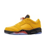 Air Jordan 5 Retro Low DA8016-700 Chutney Yellow Sneakers with Red Accents and Reflective Tongue