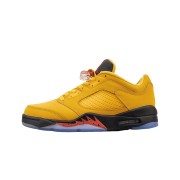 Air Jordan 5 Retro Low DA8016-700 - Chutney Yellow Sneakers with Red Accents & Reflective Tongue
