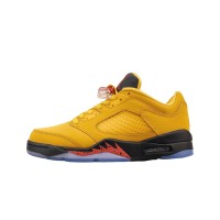 Air Jordan 5 Retro Low DA8016-700 - Chutney Yellow Sneakers with Red Accents & Reflective Tongue