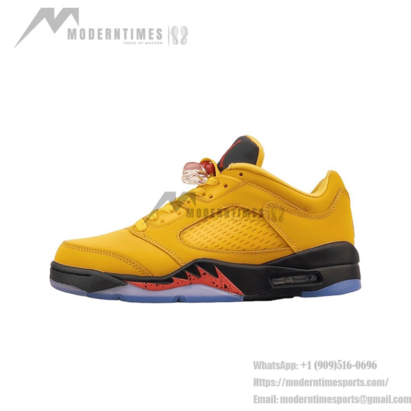 Air Jordan 5 Retro Low DA8016-700 Chutney Yellow Sneakers with Red Accents and Reflective Tongue