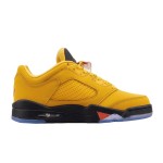 Air Jordan 5 Retro Low DA8016-700 Chutney Yellow Sneakers with Red Accents and Reflective Tongue