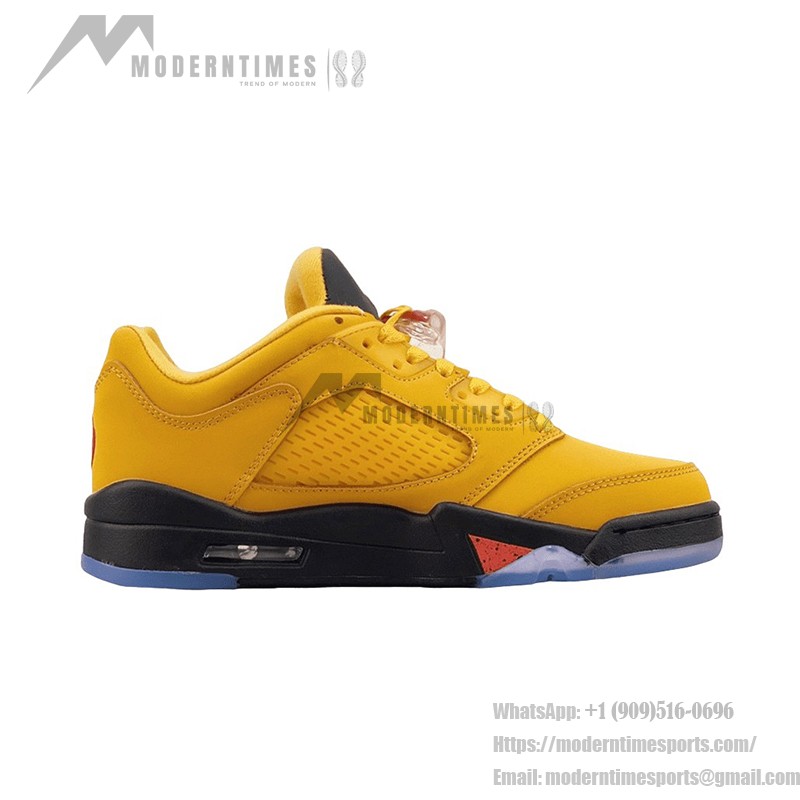 Air Jordan 5 Retro Low DA8016-700 Chutney Yellow Sneakers with Red Accents and Reflective Tongue