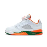 Air Jordan 5 Low FQ1293-018 White Sneakers with Orange and Green Accents