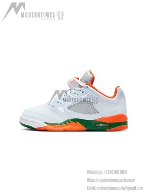 Air Jordan 5 Low FQ1293-018 - White Sneakers with Orange & Green Accents
