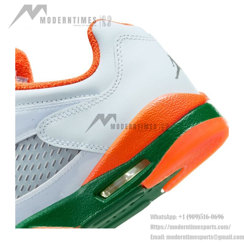 Air Jordan 5 Low FQ1293-018 White Sneakers with Orange and Green Accents