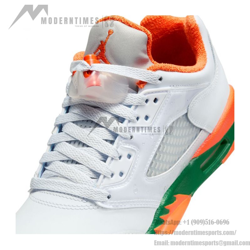 Air Jordan 5 Low FQ1293-018 White Sneakers with Orange and Green Accents