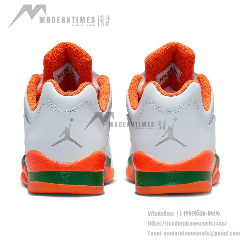 Air Jordan 5 Low FQ1293-018 White Sneakers with Orange and Green Accents