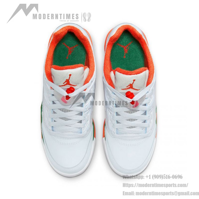 Air Jordan 5 Low FQ1293-018 White Sneakers with Orange and Green Accents