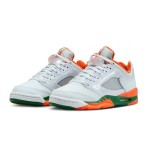 Air Jordan 5 Low FQ1293-018 White Sneakers with Orange and Green Accents