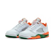 Air Jordan 5 Low FQ1293-018 - White Sneakers with Orange & Green Accents