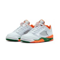 Air Jordan 5 Low FQ1293-018 - White Sneakers with Orange & Green Accents