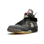 Air Jordan 5 Retro x Off-White CT8480-001 Grey Suede Sneakers with Reflective Tongue and Translucent Sole