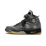 Air Jordan 5 Retro x Off-White CT8480-001 Grey Suede Sneakers with Reflective Tongue and Translucent Sole